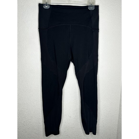 Lululemon Pants Womens 8 Black Running Leggings Mesh Vent Side Pockets Athletic - Picture 2 of 9